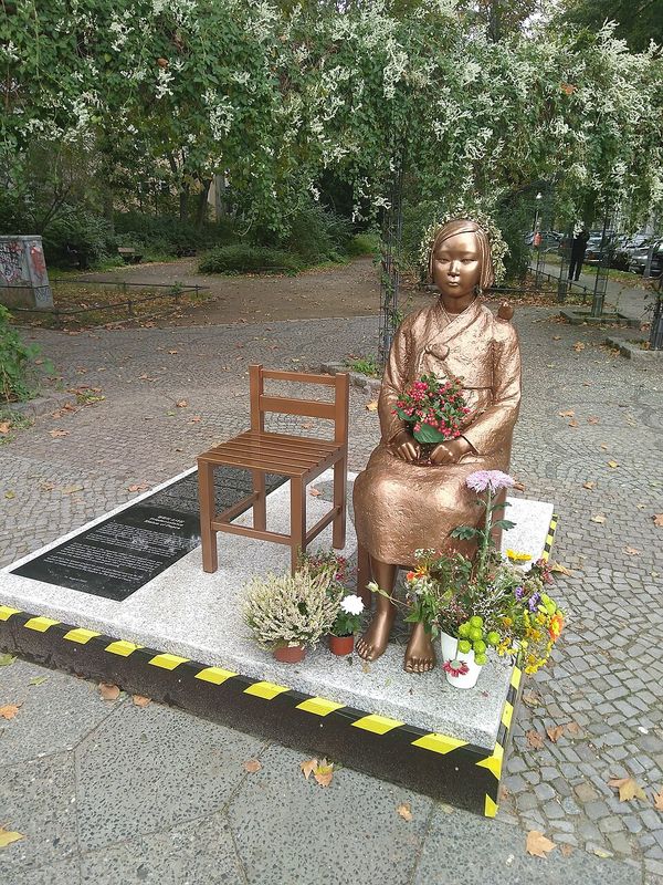 The Statue of Peace (Trostfrauen / comfort women memorial) in Berlin-Moabit, Germany, installed in 2020, reflecting growing global awareness of the issue.