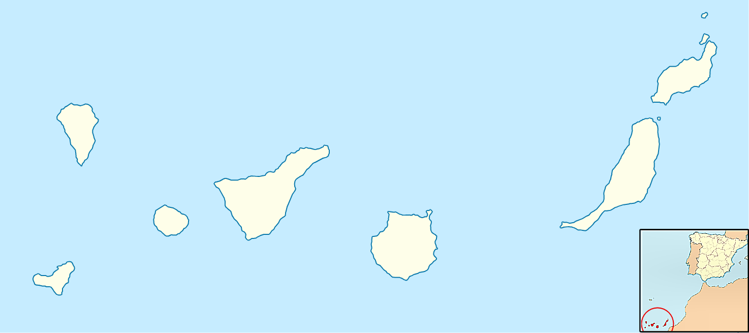 Location map of the Canary Islands. Situated in the Atlantic Ocean approximately 1,000 km from mainland Spain and around 100 km from the African continent. An autonomous community of Spain comprising seven main islands including Gran Canaria and Tenerife, and one of the EU's Outermost Regions (ORs). Spanish since the fifteenth-century conquest, the islands' geographic position has occasionally made them a subject of decolonization debates.